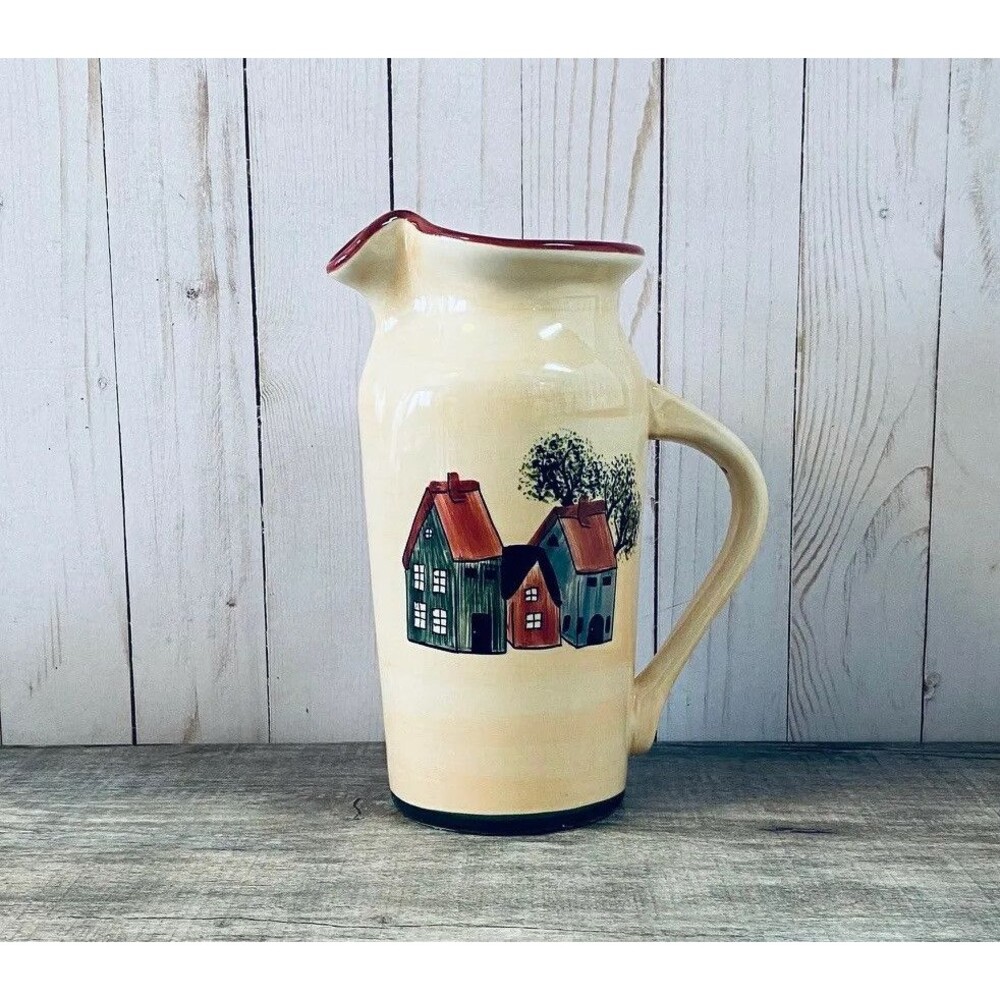 Vintage Pottery Folk Art Pitcher